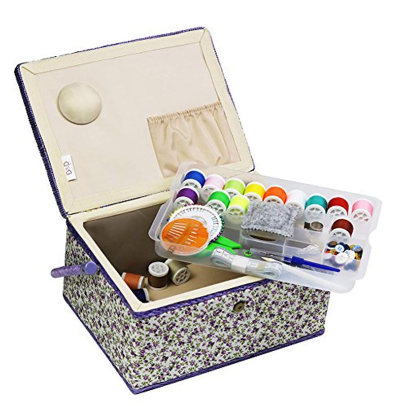 Flrhsjx Large Sewing Basket with Accessories, Sewing Organizer Box for Sewing Supplies and DIY Crafting Tools Storage, Sewing Kit Tools for Sewing Mending - Image 2